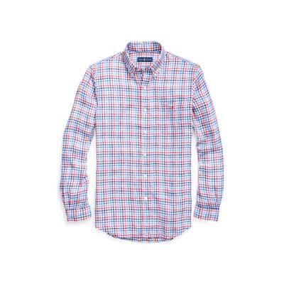 Ralph Lauren Classic Fit Plaid Linen Shirt Red/blue Multi