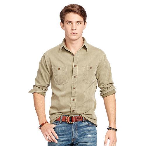 Polo Ralph Lauren Cotton Herringbone Workshirt Olive/dark Green