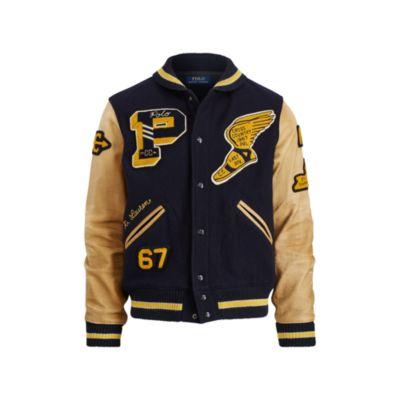 Ralph Lauren The Iconic Letterman Jacket Navy/artisan Tan
