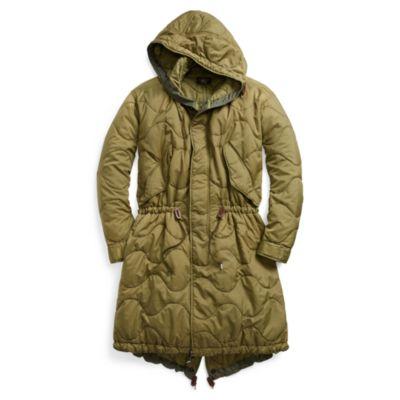 Ralph Lauren Quilted Fish-tail Parka Olive Green