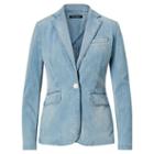 Ralph Lauren Lauren Petite Single-button Denim Blazer Shoreline Wash