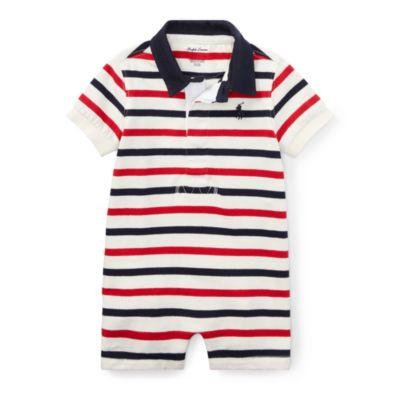 Ralph Lauren Striped Cotton Rugby Shortall Clubhouse Cream/navy 6m