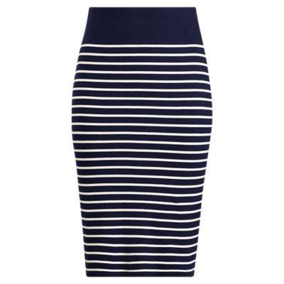 Ralph Lauren Striped Knit Skirt Navy/mascarpone Cream
