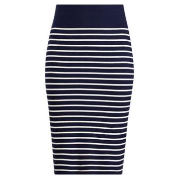 Ralph Lauren Striped Knit Skirt Navy/mascarpone Cream
