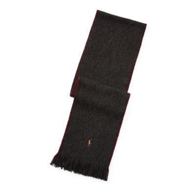 Ralph Lauren Merino Wool Scarf Dk Grnte Hthr/ It Red