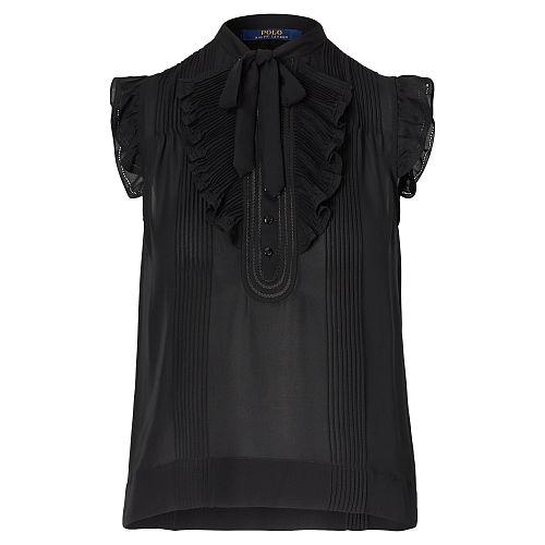 Polo Ralph Lauren Ruffled Silk Shirt Polo Black