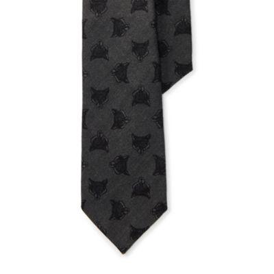 Ralph Lauren Fox-print Wool Narrow Tie Grey
