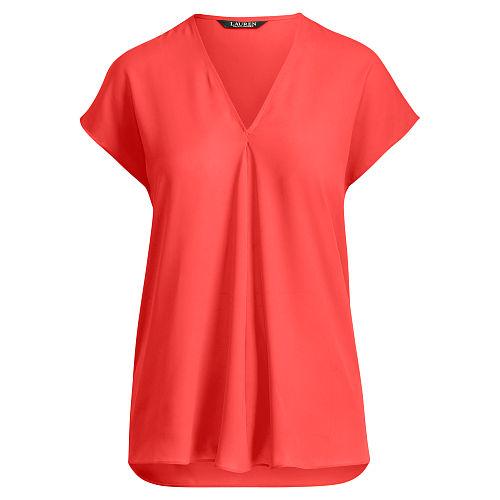 Ralph Lauren Lauren Georgette Short-sleeve Top Fresh Tomato