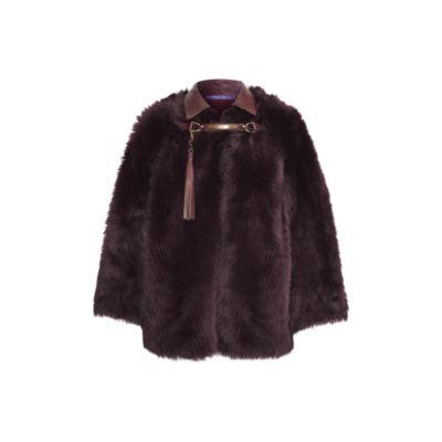 Ralph Lauren Blake Shearling Poncho Bordeaux
