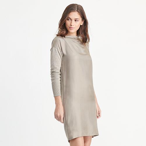 Ralph Lauren Lauren Twill-front Sweater Dress Hayfield Heather