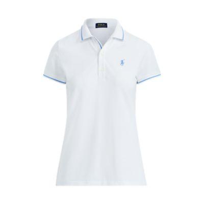 Ralph Lauren Tailored Fit Golf Polo Shirt Pure White W Cabana Blue