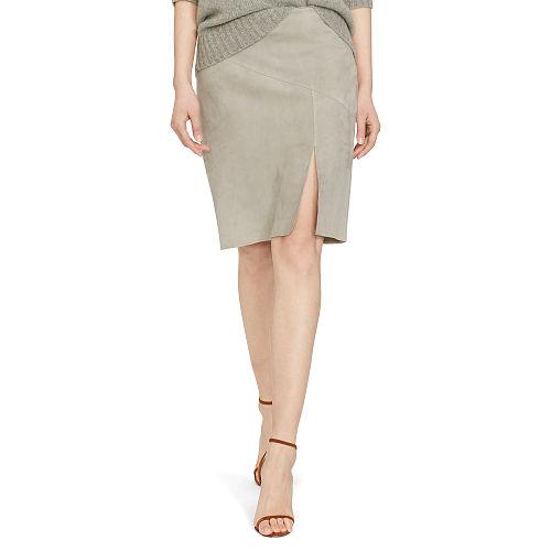 Polo Ralph Lauren Suede Pencil Skirt Shoreline Grey