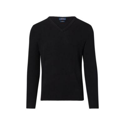 Ralph Lauren Cashmere V-neck Sweater Polo Black