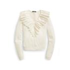 Ralph Lauren Ruffled-overlay V-neck Sweater Natural