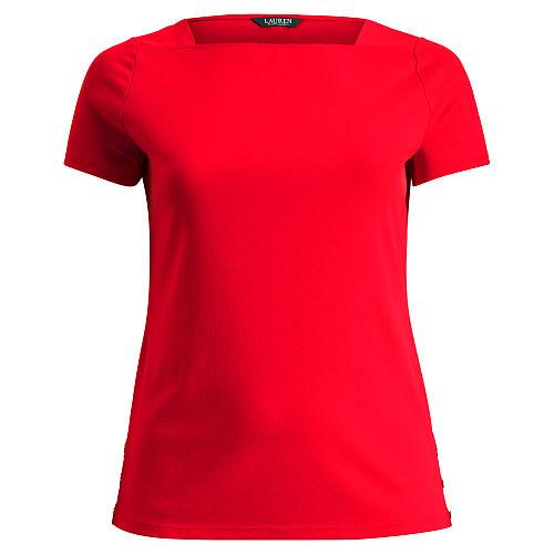 Ralph Lauren Lauren Woman Stretch Cotton Boatneck Tee