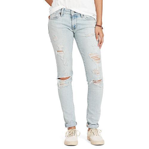 Ralph Lauren Denim & Supply Distressed Crop Skinny Jean Blue
