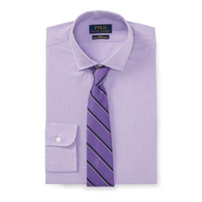 Ralph Lauren Slim Fit Cotton Dress Shirt 1876 Lavender/white