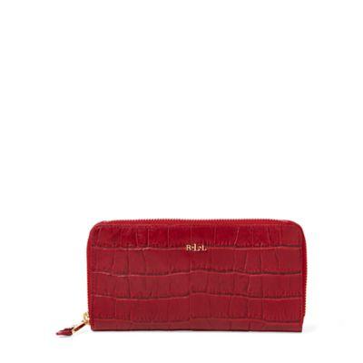 Ralph Lauren Embossed Newbury Zip Wallet Vermillion