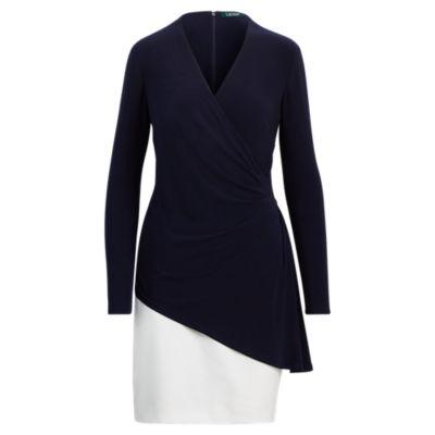 Ralph Lauren Two-tone Overlay Dress Cream/lh Nvy
