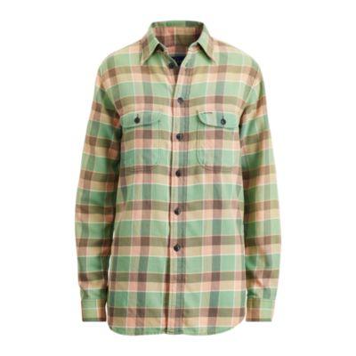 Ralph Lauren Paxton Plaid Cotton Shirt Melon/mint Multi