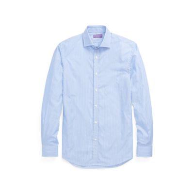 Ralph Lauren Striped Cotton Dress Shirt Medium Blue And White