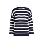 Ralph Lauren Striped Toggle Cotton Sweater Navy/mascarpone Cream