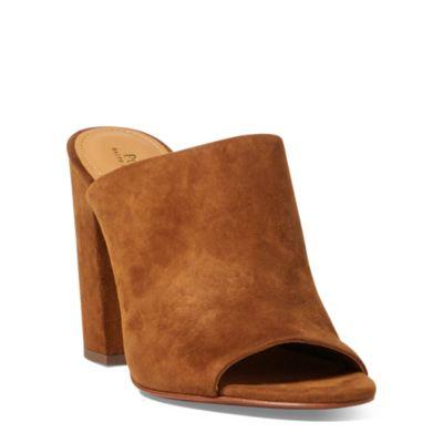 Ralph Lauren Kinley Suede Mule Sandal Whiskey