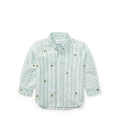 Ralph Lauren Striped Cotton Oxford Shirt Green Multi 12m