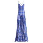 Ralph Lauren Nadeesha Plaid Linen Gown Blue Sea Multi