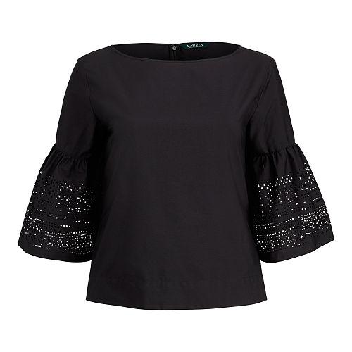 Ralph Lauren Lauren Woman Laser-cut Cotton-blend Shirt