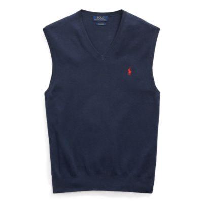 Ralph Lauren Cotton V-neck Sweater Vest Newport Navy
