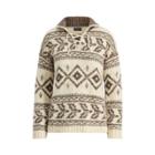 Ralph Lauren Geometric Lace-up Sweater Cream/brown