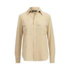 Ralph Lauren Silk Crepe Button-down Shirt Beige