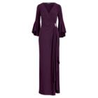 Ralph Lauren Ruched Jersey Gown With Brooch Raisin