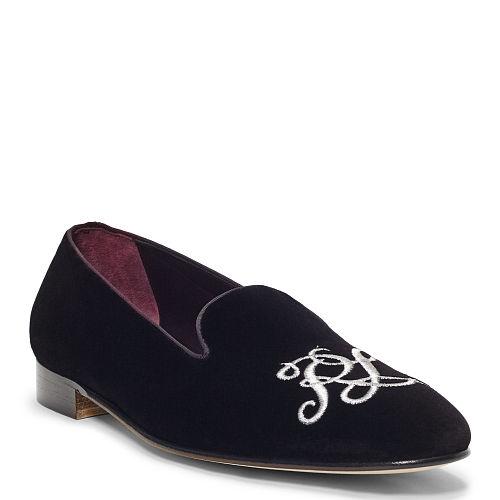 Ralph Lauren Collis Script Velvet Slipper Black/silver