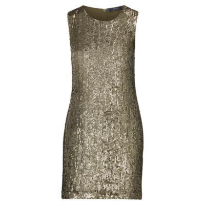 Ralph Lauren Sequined Sleeveless Dress New Olive