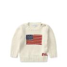 Ralph Lauren Flag Cotton Crewneck Sweater Chic Cream 18m