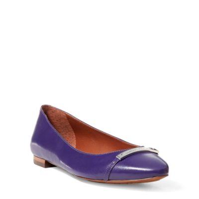 Ralph Lauren Farrel Leather Flat Purple Lake