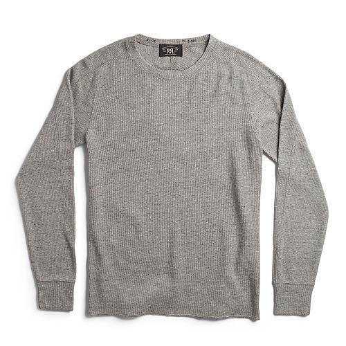 Ralph Lauren Rrl Waffle-knit Cotton T-shirt Dark Vintage Heather