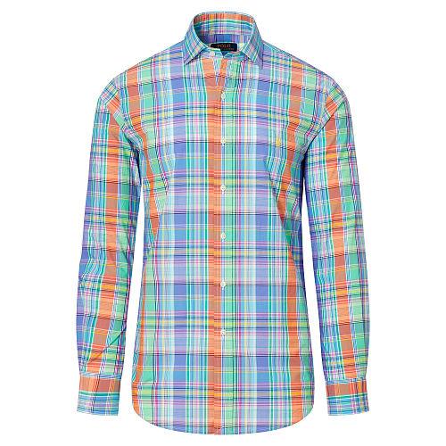 Polo Ralph Lauren Plaid Cotton Poplin Shirt Blue/orange Multi