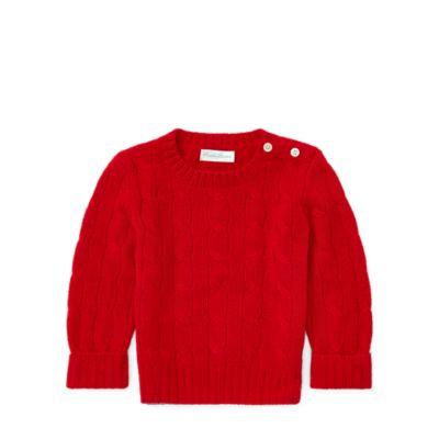 Ralph Lauren Cable-knit Cashmere Sweater Rl2000 Red 18-24m
