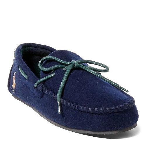 Polo Ralph Lauren Rustle Wool Moccasin Slippers Navy