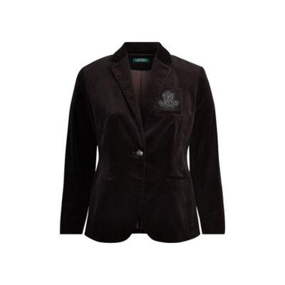 Ralph Lauren Crest Stretch Velvet Blazer Polo Black