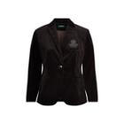 Ralph Lauren Crest Stretch Velvet Blazer Polo Black