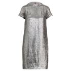 Ralph Lauren Sequin Shift Dress Silver 6p