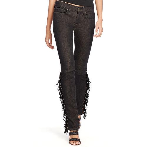 Polo Ralph Lauren Tompkins Fringed Skinny Jean True Black Wash