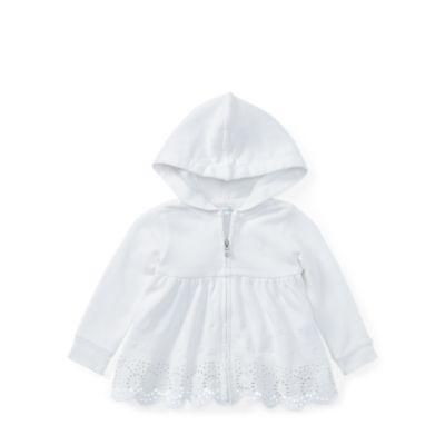 Ralph Lauren Eyelet-hem French Terry Hoodie White 9m