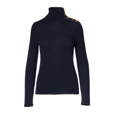 Ralph Lauren Buttoned Cashmere Turtleneck Midnight