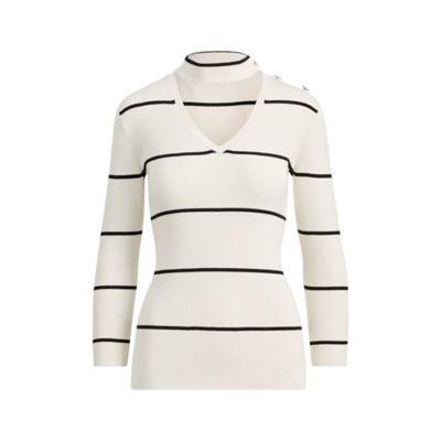 Ralph Lauren Mockneck Cutout Sweater Cream/polo Black