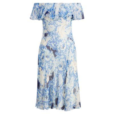 Ralph Lauren Silk Off-the-shoulder Dress Kt Flrl